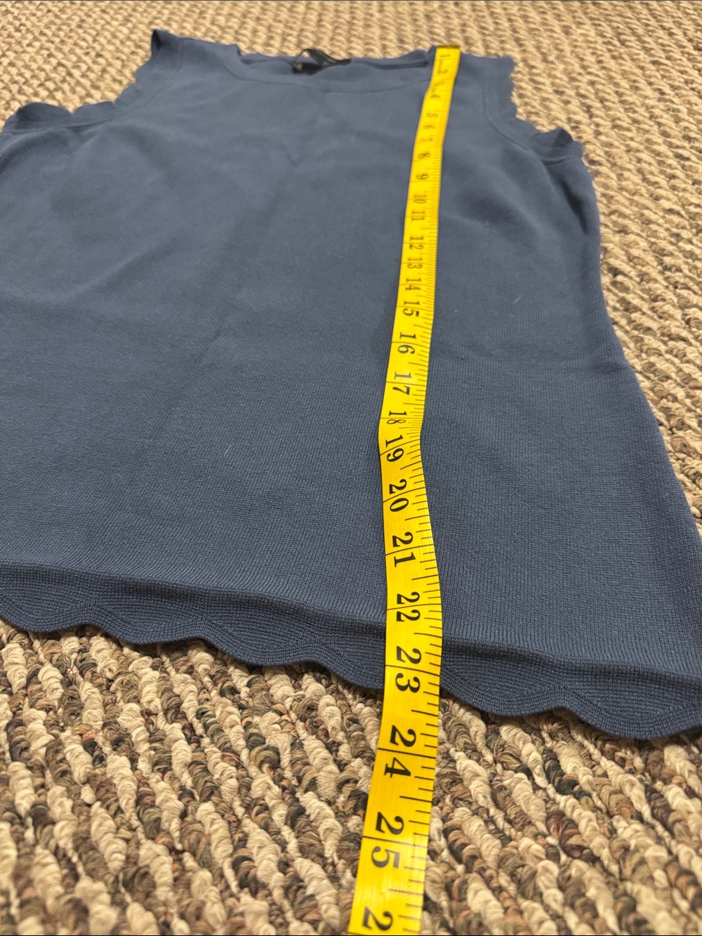 Ann Taylor Navy Scallop-Trim Sleeveless Knit Tank - Picture 4 of 6